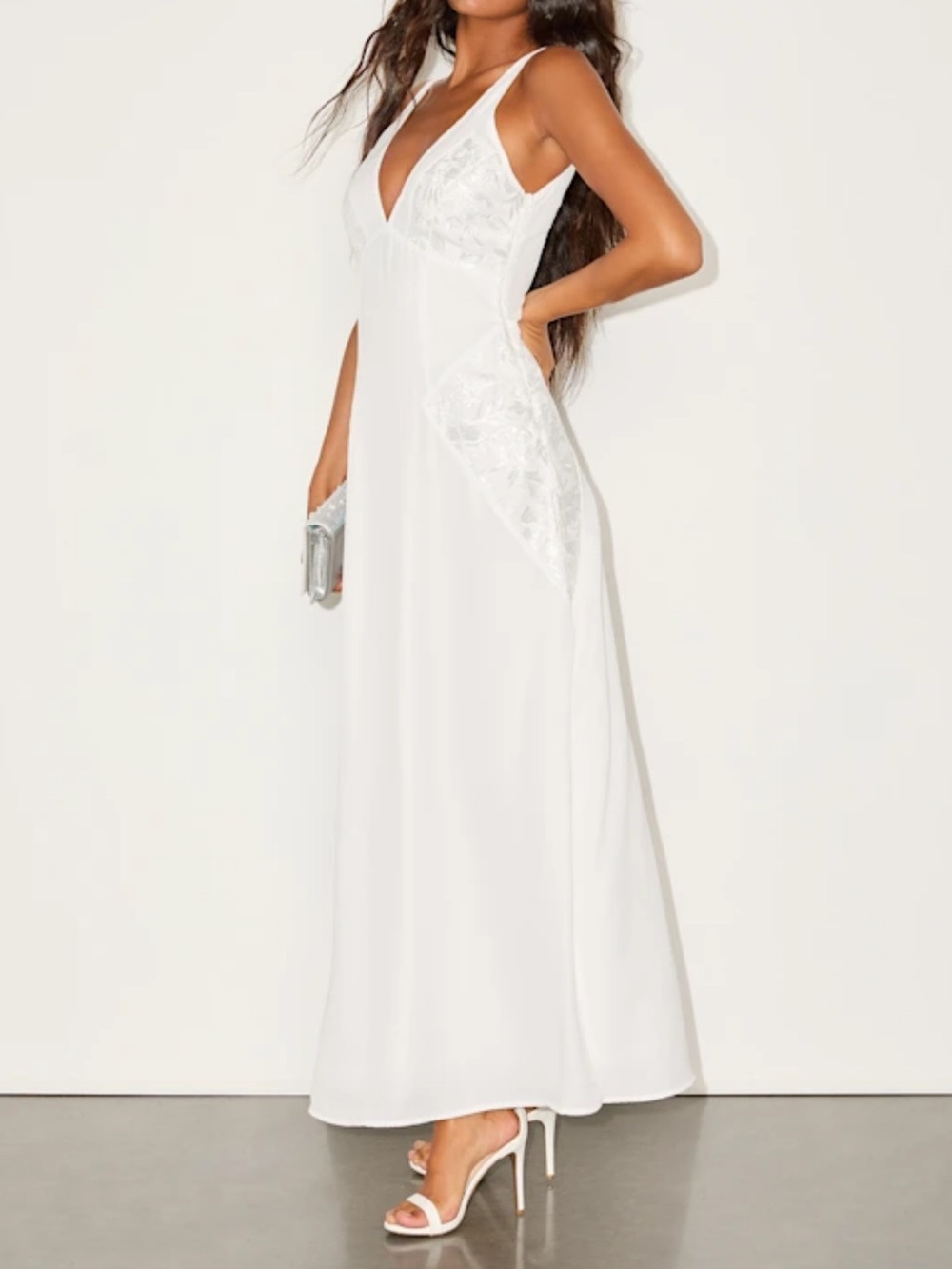 Lulus Julissa White Embroidered Tie-Back White Maxi Dress
